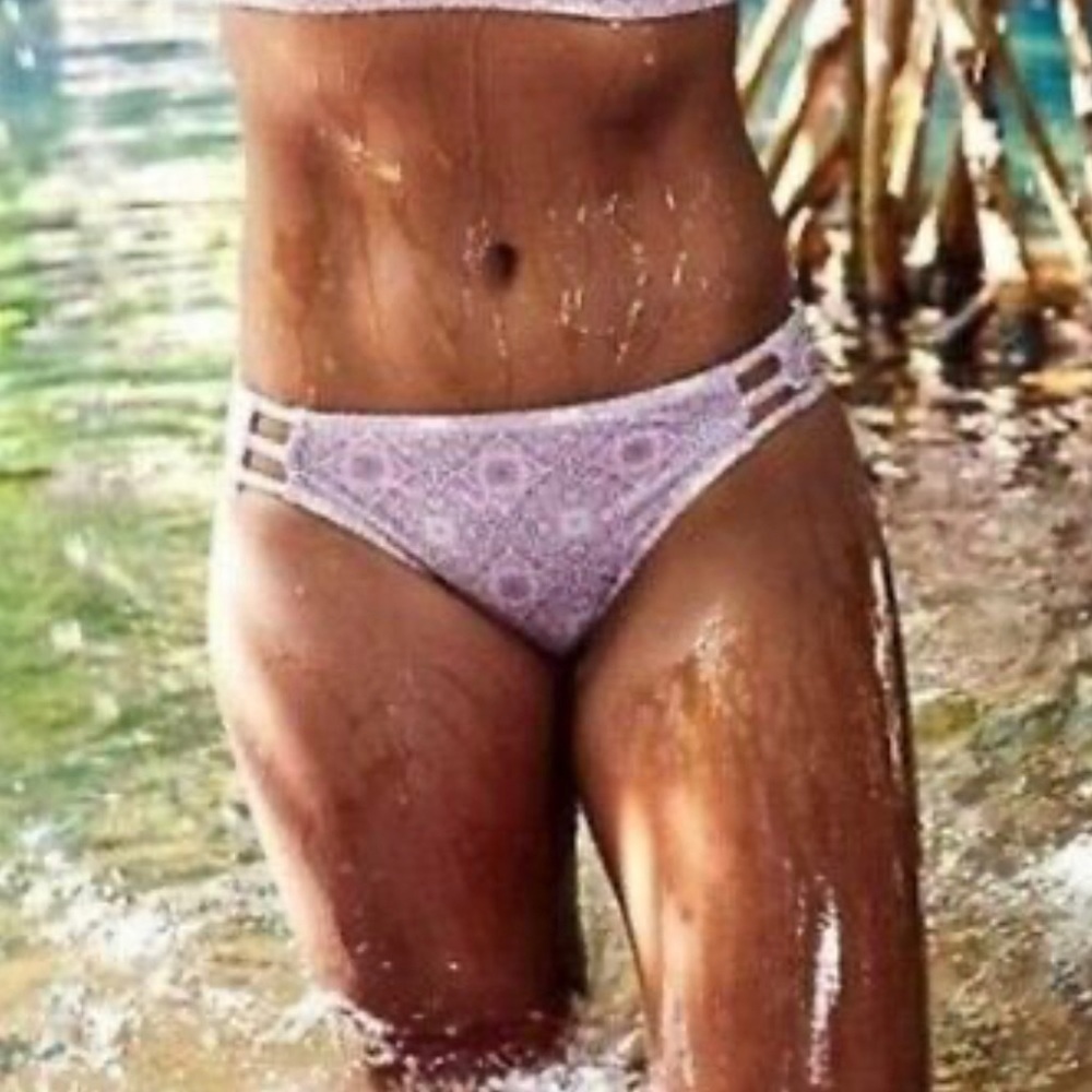 Athleta Aqualuxe Print Ladder Front Bikini Bottom Size Medium